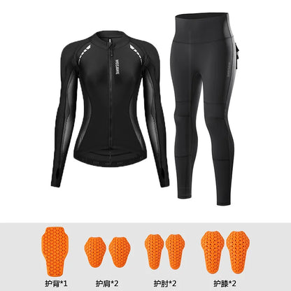 WOSAWE Women Motorcycle Jacket and Pants Set with Removable Pads Soft Protective Gear CE Certified Safety Moto Racing Clothes