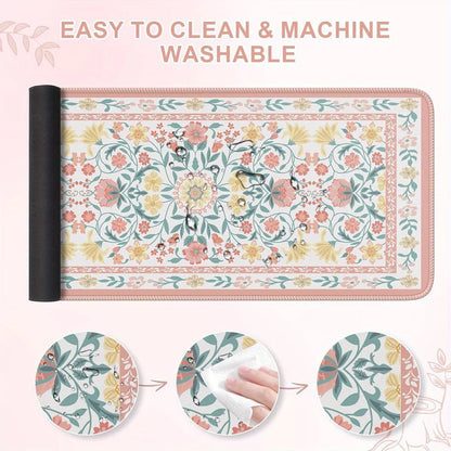 Floral patterned anti-slip mouse pads for office, home and school work areas, computer desktop decoration and office accessories
