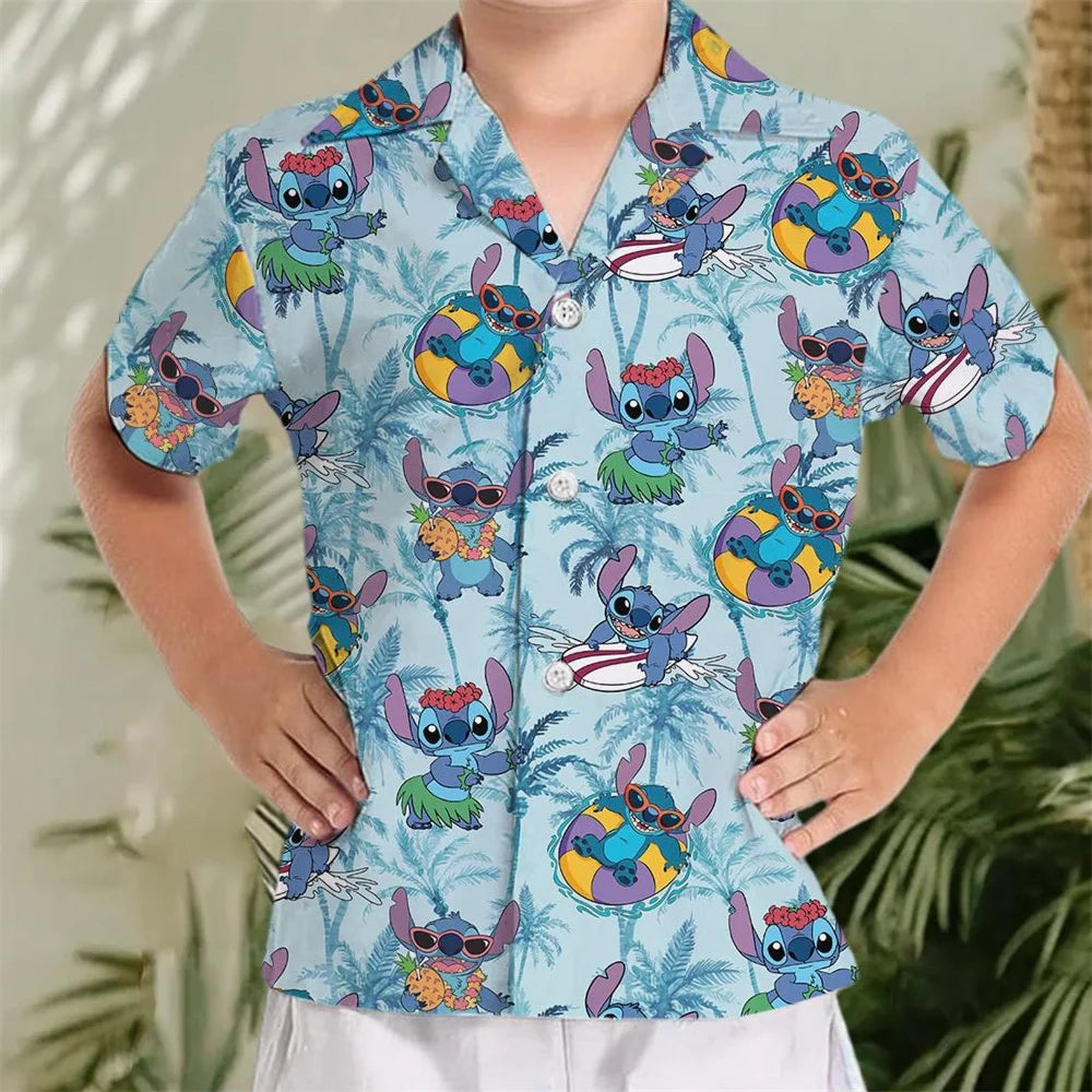 Stitch Button Shirts/Hawaiian Shirts Disney Trip Hawaiian Shirts Fun Stitch Cartoon Vacation Shirts For Men And Women Fashion