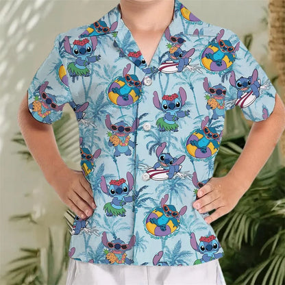 Stitch Button Shirts/Hawaiian Shirts Disney Trip Hawaiian Shirts Fun Stitch Cartoon Vacation Shirts For Men And Women Fashion
