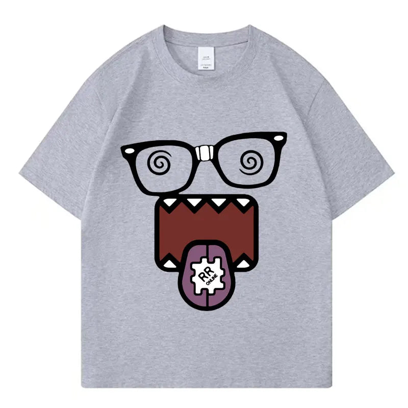 Domo Kun Funny Meme T Shirts Men's Women Clothes Classic Cotton Casual Tee Shirts Short Sleeve Oversized T-shirt Tops Streetwear
