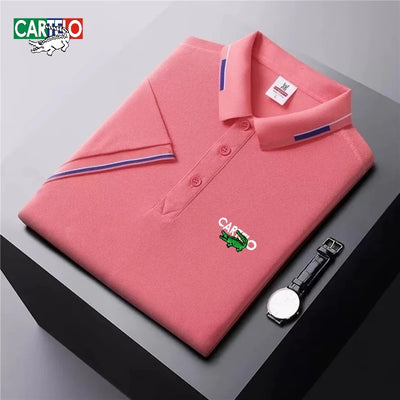 Summer men's high-quality fashionable embroidered logo short sleeved polo shirt, new fashionable, casual, breathable, cool top