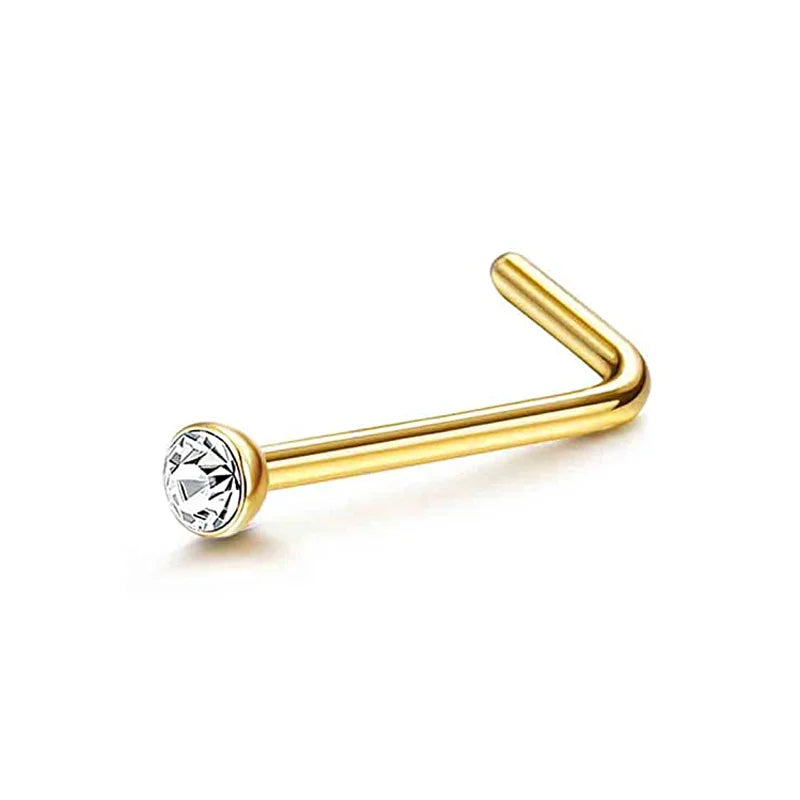 Drperfect Nose Rings Studs for Women Surgical Steel 20G Nose Hoop Corkscrew L Shaped Nose Stud Nose Ring Nose Piercing Jewelry
