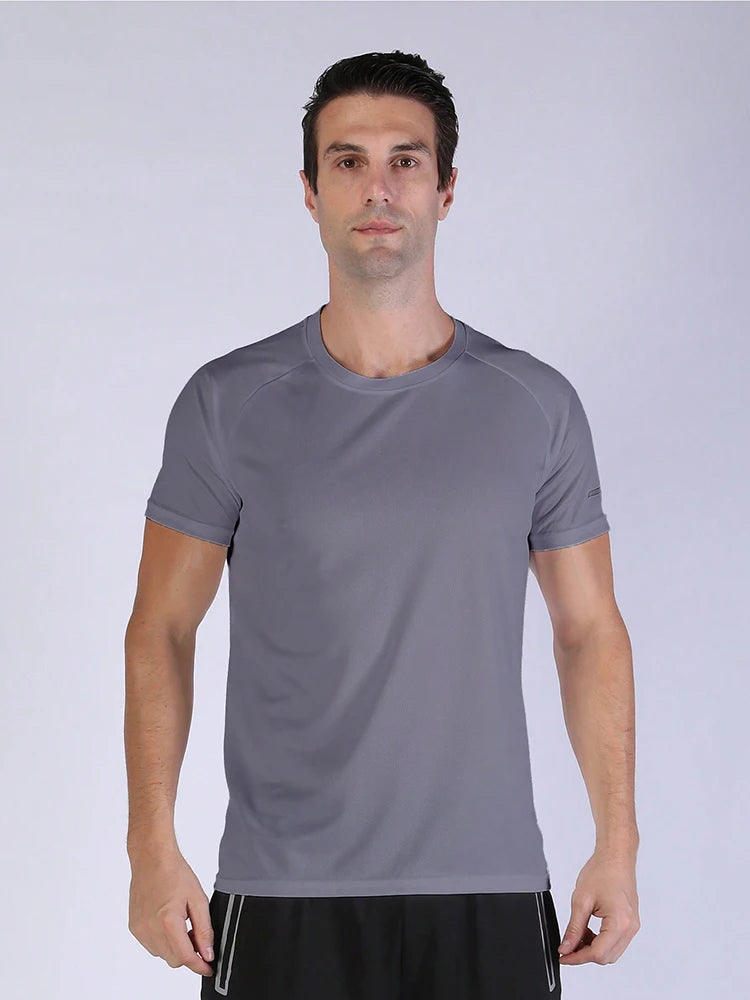 5 PCS Men's Casual Breathable Loose T-shirt, Crew Neck Short-Sleeve Top For Outdoor Gym Running,Quick-drying Sportswear