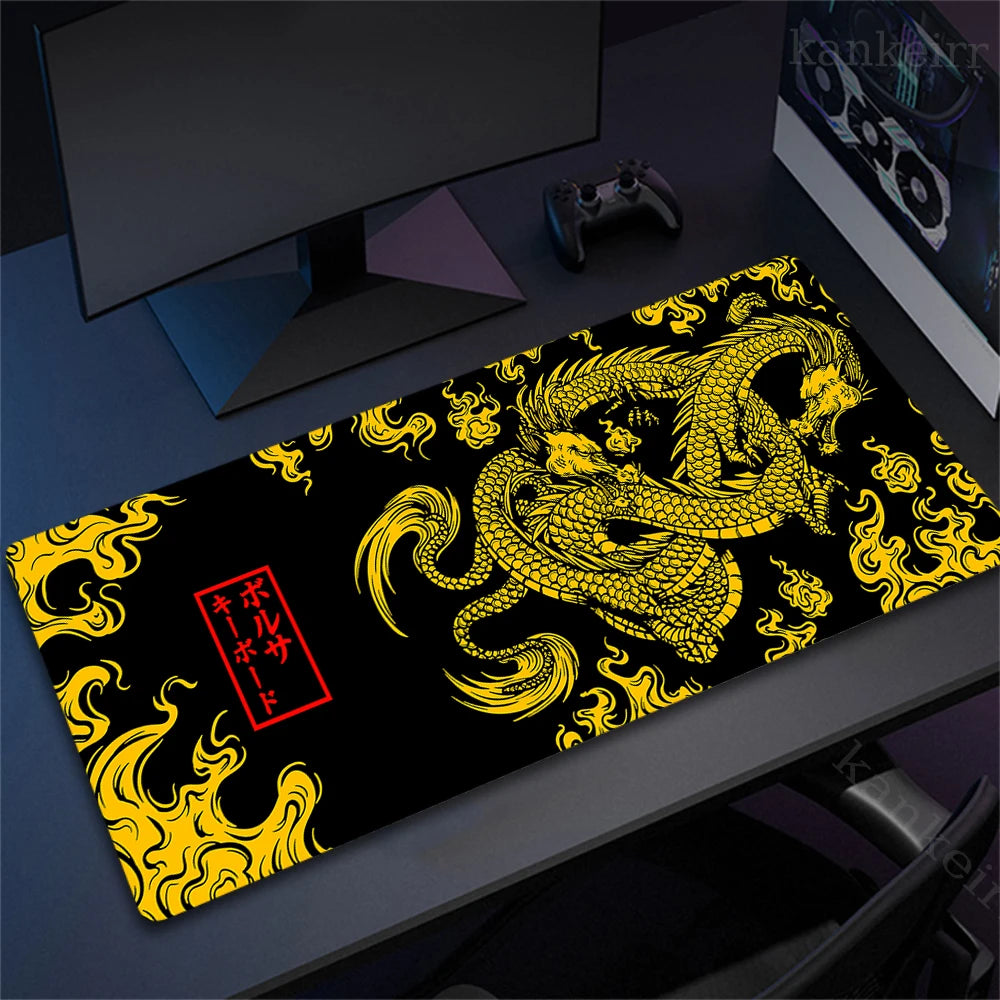 80x30cm Lock Edge Keyboard Pads Large Office Non-Slip Computer Mouse Pad Japanese Art Dragon Deskmat Gamer Custom Home Mousepad