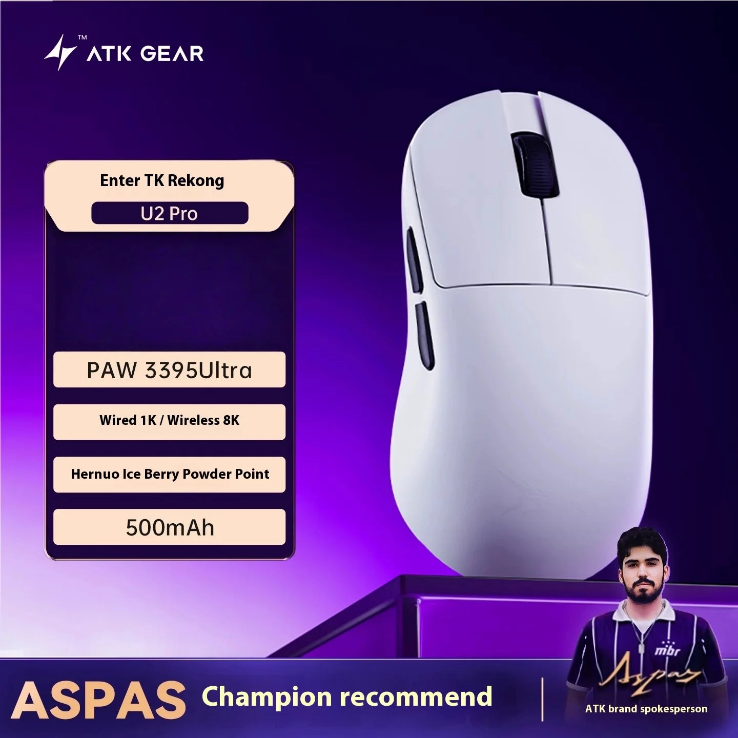 New Atk Lietong U2 Lightweight Wireless Bluetooth Mouse For Gaming Computer Office Ergonomic Design Triple Mode Specialty Mouse
