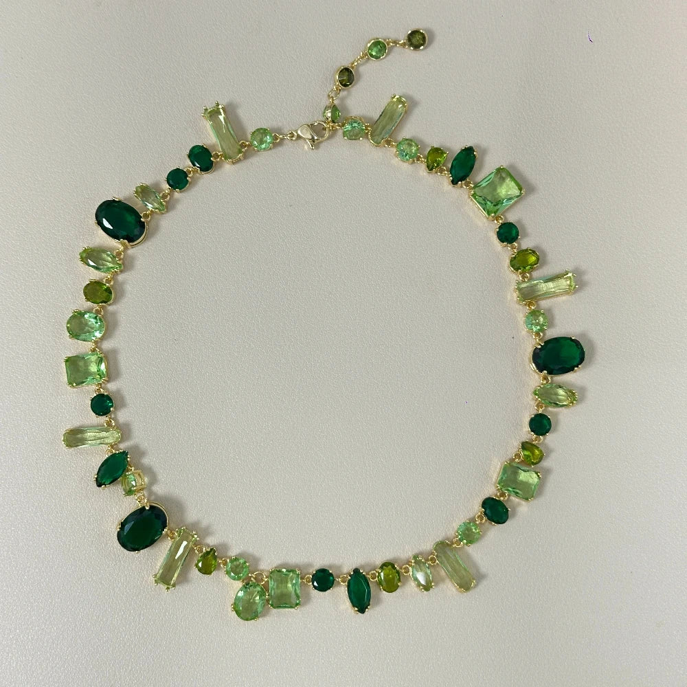 YEEVAA Candy Colorful Imitation Crystal Dopamine Unique Design Choker Necklace Bracelet Earrings, Jewelry for Women Bridal Gift