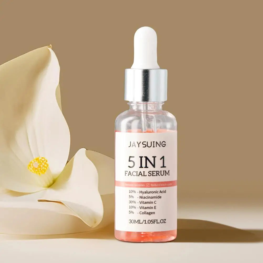5-in-1 Face Serum 30ml - Moisturizing, Whitening, Anti-Wrinkle, Anti-Aging, Vitamin C & Hyaluronic Acid for Pore Minimizing