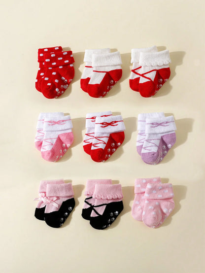 3 Pairs of Cute and Ladylikes Short Socks for 0-24 Months Toddlers, Soft and Anti-Slip Ankle Socks Suitable for Spring and Autumn