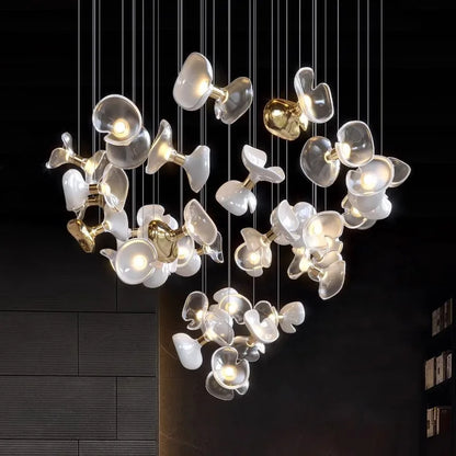BOSSEN Light Luxury Dimmable Green Crystal Glass Chandelier Pendant Light White Gold Stainless Steel for Living Room decor