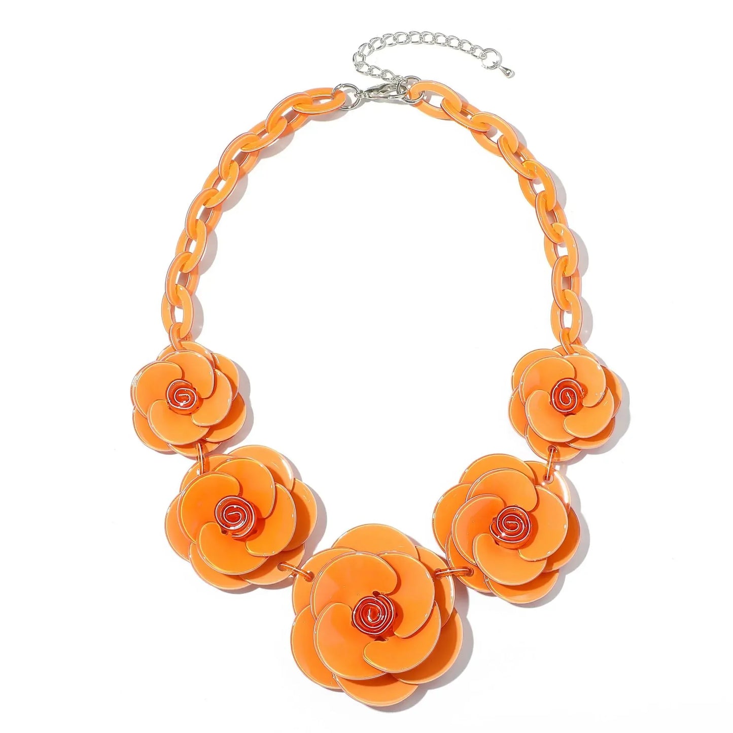 Blucome 2022 New Acrylic Flower Shape Necklace Female Exaggerated Clavicle Sweater Necklace Unique Women Girls Pendant  Jewelry