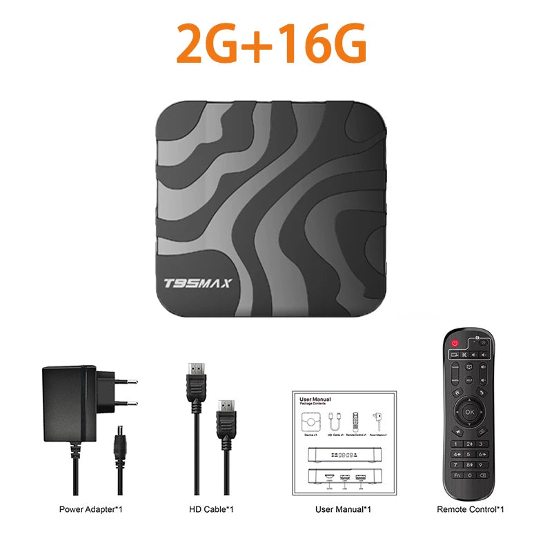 T95 MAX Android 16 Smart TV Box Allwinner H618 64G 128G ROM 2.4G&5G Dual Wifi 4K 8K HDR10+ BT5.0 Voice Media Player Set Top Box