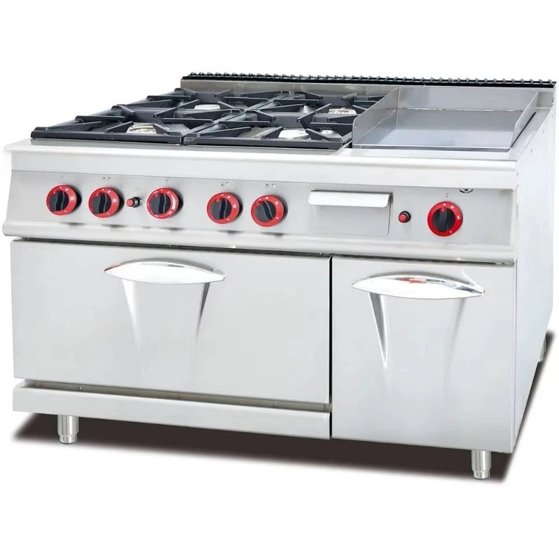Double Oven Gas Ranges With 4  Burners Factory Sale Bakery Gas Cooker Gas Range With Oven customized