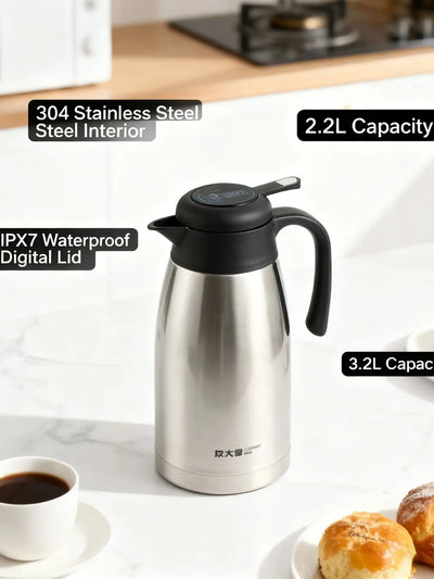 Cooker King 304 stainless steel thermos for home with large capacity office hot water pot kettle for coffee
