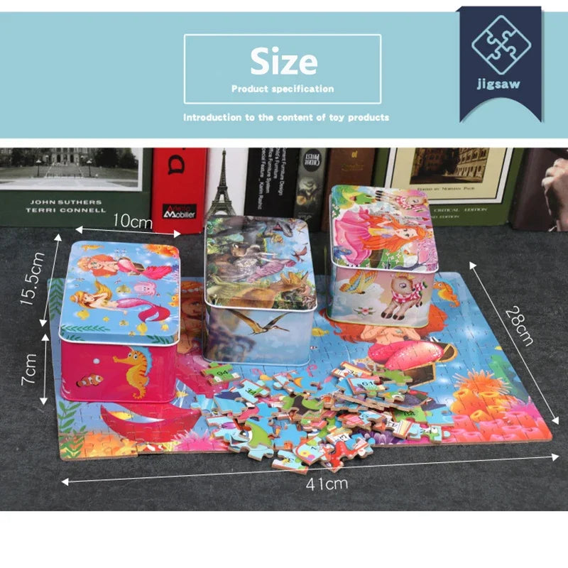 200 Pieces Puzzles for Kids Cartoon Animal Mermaid Jigsaw Puzzle Toy Learning Educational Toys for Children Montessori Games