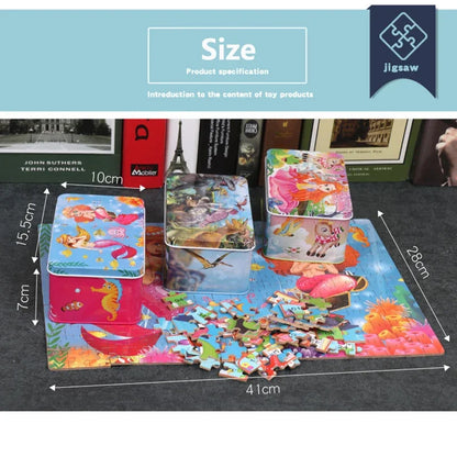 200 Pieces Puzzles for Kids Cartoon Animal Mermaid Jigsaw Puzzle Toy Learning Educational Toys for Children Montessori Games