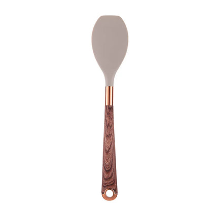 LMETJMA Silicone Kitchen Utensil Set 10 Pcs Cooking Utensil with Utensils Holder Wooden Pattern Handles Nonstick Cookware JT264