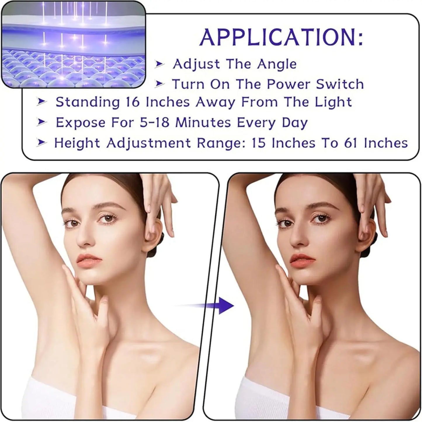 UV Tanning Lamp Home Solarium Body Tanning Light with Tripod Adjustable Height 200W 144 LED Beauty Skin Sun Lamp