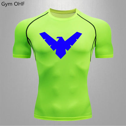 Compression Nightwing Print Tops For Men T Shirt Rashguard Jiu Jitsu Gym Fitness Running Train   ing Shirts Jersey Short Sleeved