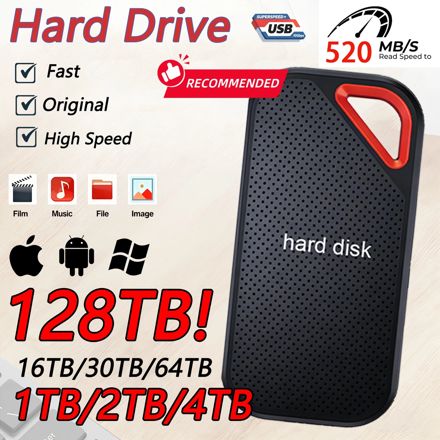 External Hard Drive E81 Shockproof Design Hard Disk Portable Solid State Drive For High Speed Storage Device For Laptop PC
