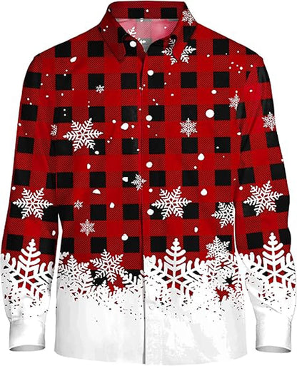 3D printed cartoon prints, high-quality and comfortable men's boutique fashion long-sleeved shirt, trendy printed men's shirt