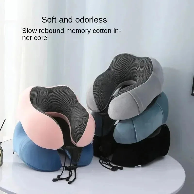 New Memory Cotton U-shaped Neck Pillow Massage Function Soft Travel Companion Suitable for Airplane Car and Neck Support