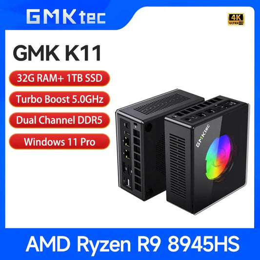 GMKtec Mini PC K11 AMD R9 8945HS Gaming Mini PC 32GB DDR5 1TB SSD Computer PC Mini Computer PC Win11 Pro Gaming PC