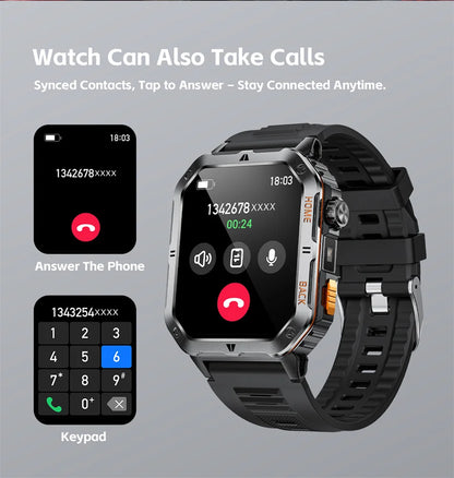 Smart Watch 2.01 Inch Screen Bluetooth Call 1000mAh Voice Assistant Watch Sport Fitness 3ATM Waterproof Smartwatch For Men 2025