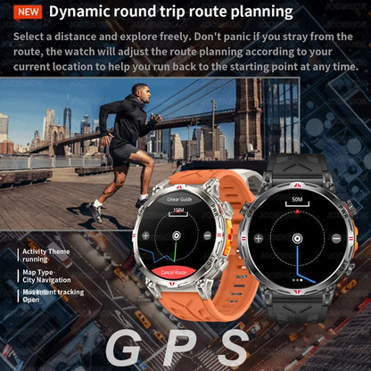 2026 New Outdoor Sports Smartwatch Men GPS Positioning 650mAh HD Call 1.56-inch AMOLED Screen Compass 5ATM Waterproof Watch Man