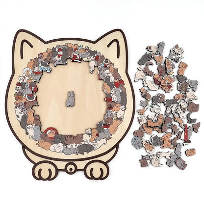 135pcs Cat Shaped Wooden Puzzle montessori Children toys Unique Cat Shape Jigsaw Puzzle Children's Birthday Gift & Home Decor