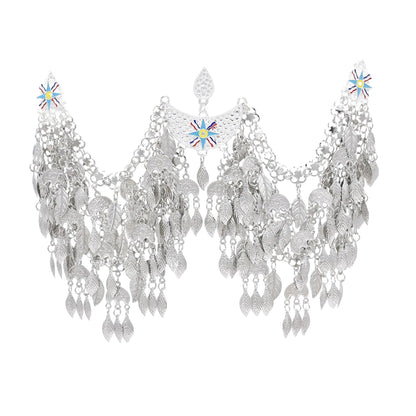 Vintage Silver Plated Moon Leaves Hair Accessories Boho Afghan Ethnic Women's Hair Jewelry Assyrian Tribe Bride Wedding Headband
