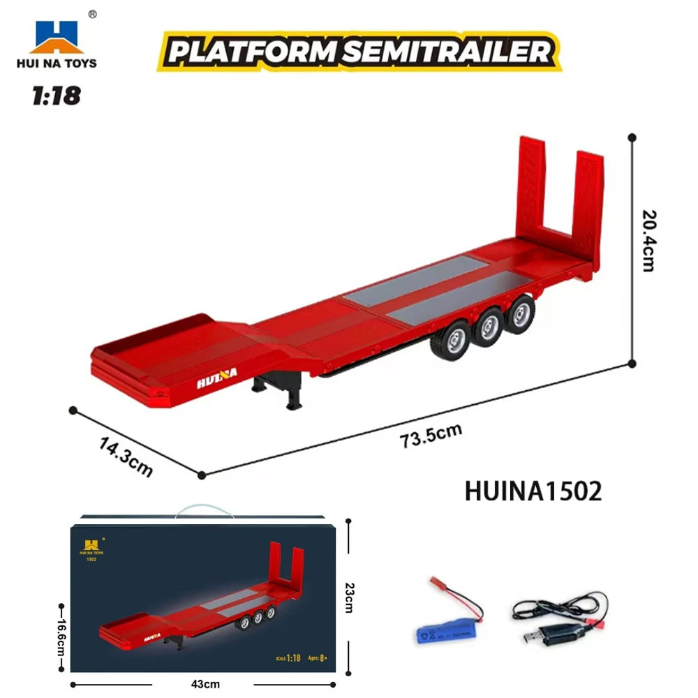 HUINA 1501 770S Alloy Tractor 19CH RC Truck 1/18 2.4G remote control Engineering Trailer Truck with Light and Sound Toys