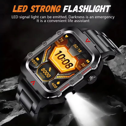 Smart Watch With Flashlight Function, Wireless Calls, Health Monitor，Message Reminders, Suitable For Iphone And Android Phones