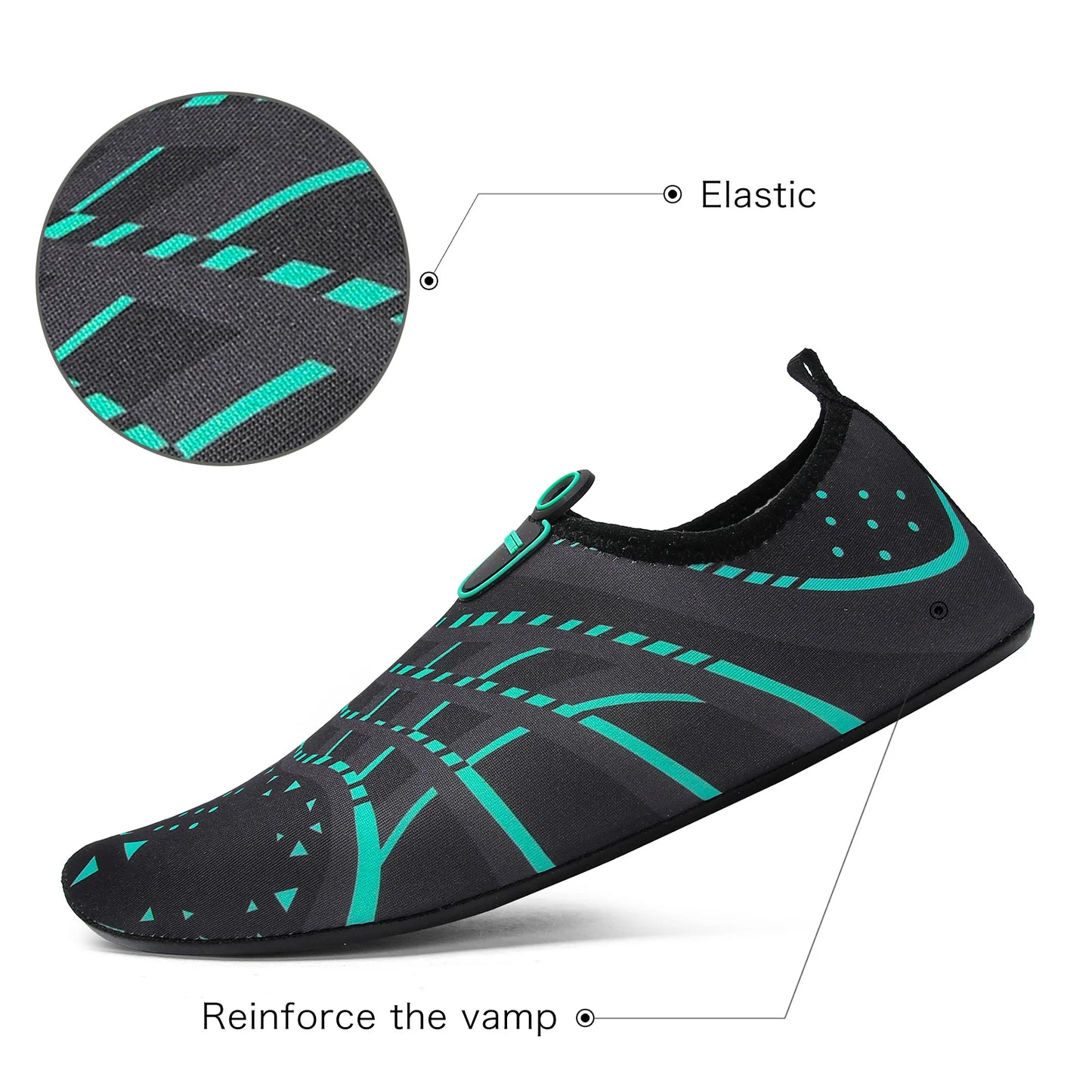 New Beach Shoes Wading Upstream Shoes Non-Slip Water Socks Swimming Shoes Breathable Treadmill Soft Shoes Black Soft Soled