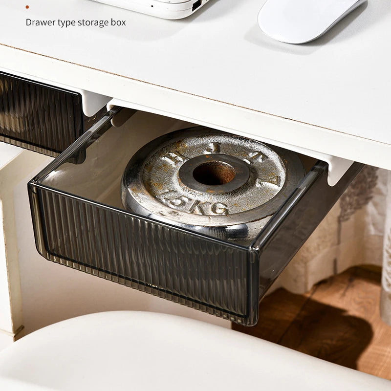 Desk Table Self Storage Boxs Under Desk Drawer Stick Stand Hidden Stationery Pens Office Home Organizer Accessories Supplies