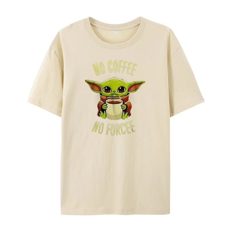 2025 Summer Cotton T-Shirt Marvel Yoda Baby Short Sleeve Loose and Versatile for Men and Women