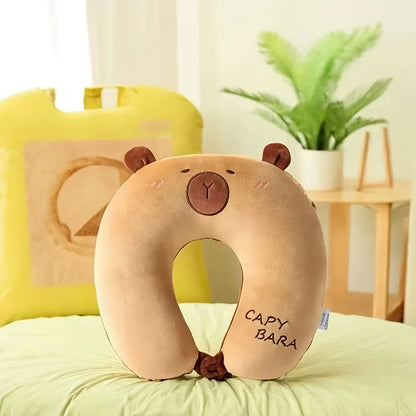 Capybara U Shaped Pillow Office Nap Neck Pillow Portable Travel Neck Pillow Back Support Pillow Portable Car Pillow for Nap