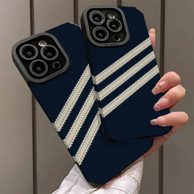 Striped patterned stylish phone case for iPhone14 13 12 11 7 8Pro/ Max /Plus XR XS anti-fall and shock-proof rear cover