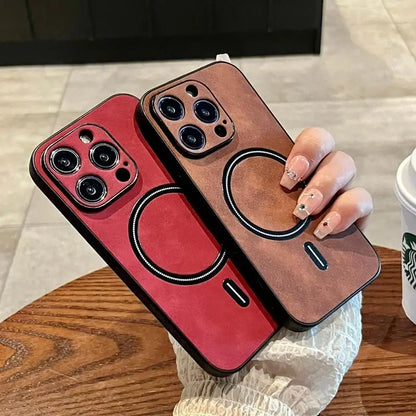 Luxury Wireless Charging Magnetic Cortex Phone Case For iPhone 11 12 13 14 15 16 Pro Max Plus X Xs XR Magsafe Bumper Cover