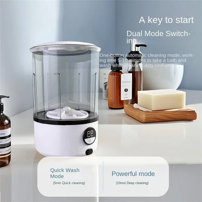 A White 2L Mini Washing Machine, 2000Mah, Fully Automatic Portable Turbine Led Washing Cup, and Compact for Children's Clothing, Underwear, Panties, and Socks