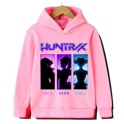 2025 Movie KPop Demon Hunters Cartoon Girls Boys Hoodies Children's Korean Wave Print Fashion Casual Tops Casual Girls Clothing