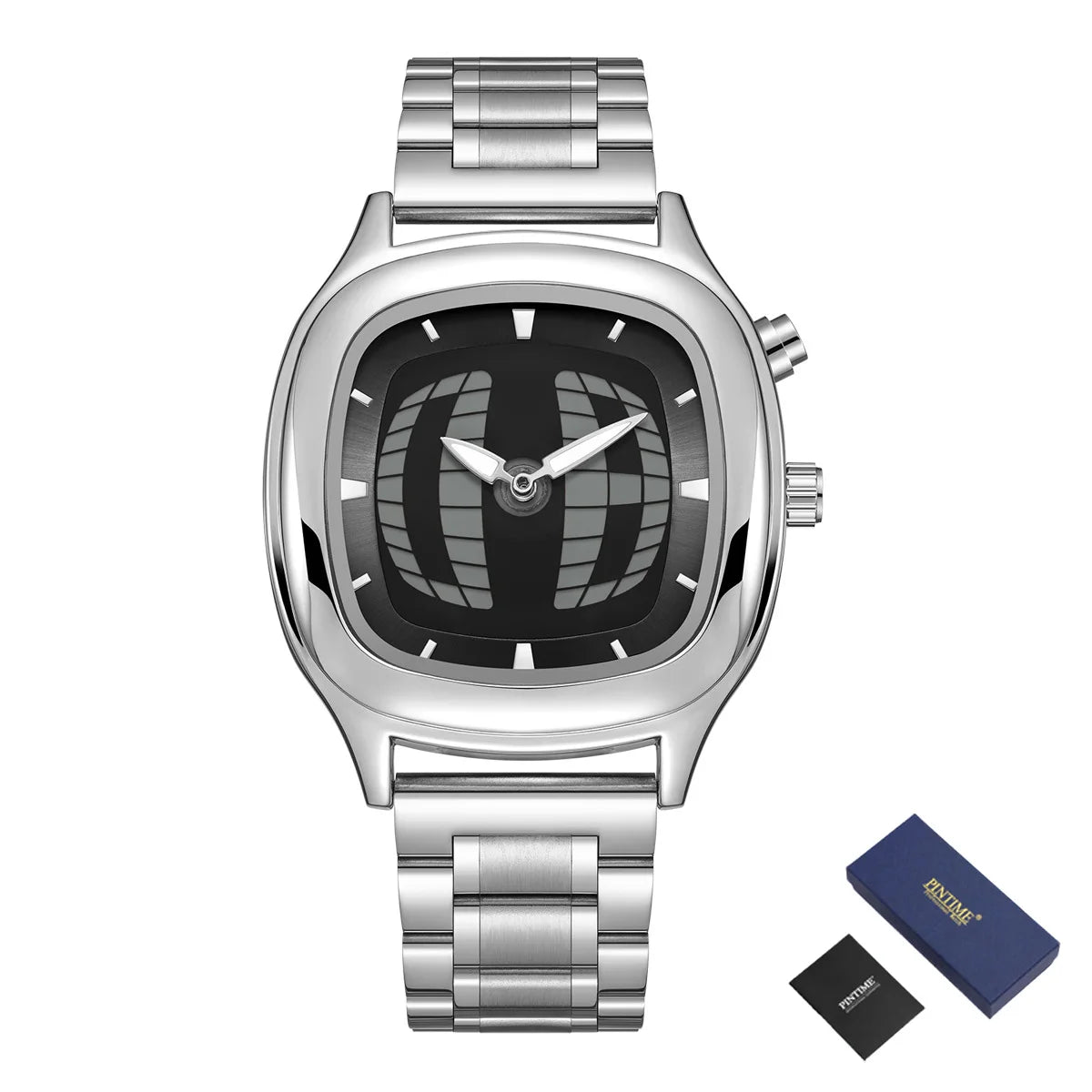 PINTIME Y2K Luxury Men's Watch New Conceptual Cool Digit Dial Male Quartz Wristwatch Stainless Steel Waterproof Reloj Man Clock