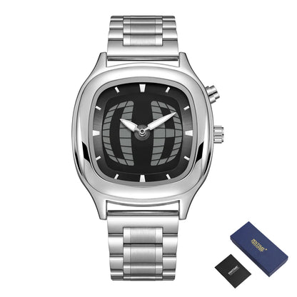 PINTIME Y2K Luxury Men's Watch New Conceptual Cool Digit Dial Male Quartz Wristwatch Stainless Steel Waterproof Reloj Man Clock