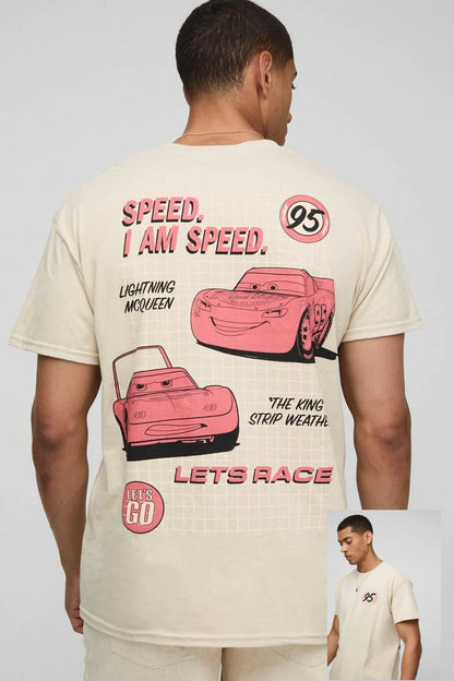 Disney Cars License Pixar Lightning McQueen T-Shirt 2025 New Summer Cotton Short Sleeve Sports Casual Women Men Kids Tees
