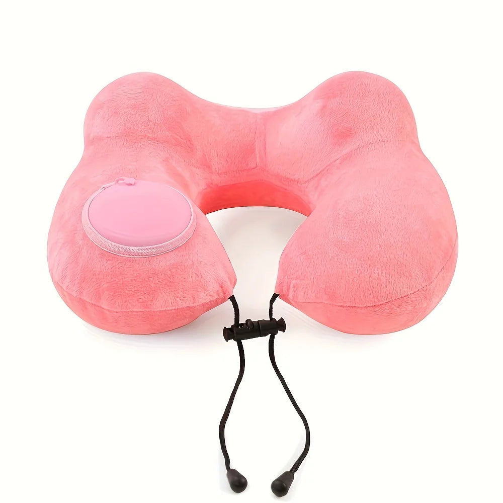 U-Shaped Inflatable Travel Pillow Portable Air Pillow Neck Support Cushion Comfortable Sleeping Pillow Press to inflate pillow