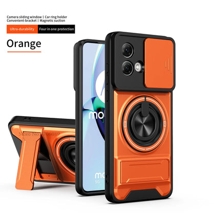 Armor Case For Motorola Edge 50 Fusion Case Shockproof Slide Lens Protector Phone Cover For Moto Edge 50 Fusion Case With Ring