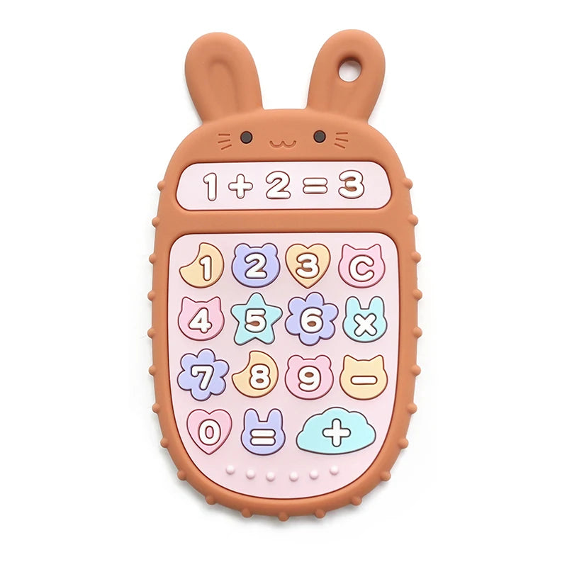 Baby Soft Silicone Phone Remote Control Teether Toy BPA Free Bear Shaped Nursing Teething Toys for Toddler Sensory Development