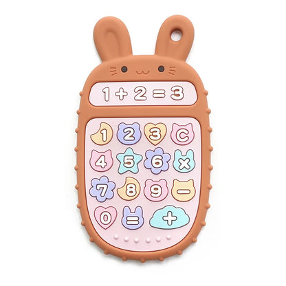 Baby Soft Silicone Phone Remote Control Teether Toy BPA Free Bear Shaped Nursing Teething Toys for Toddler Sensory Development