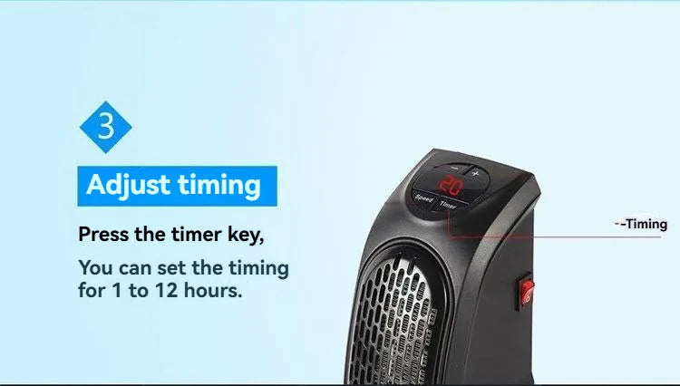 Portable Electric Heater, Wall Plug-In Room Heater, Mini Radiator Fan Warmer, Ideal Heating Appliance for Home