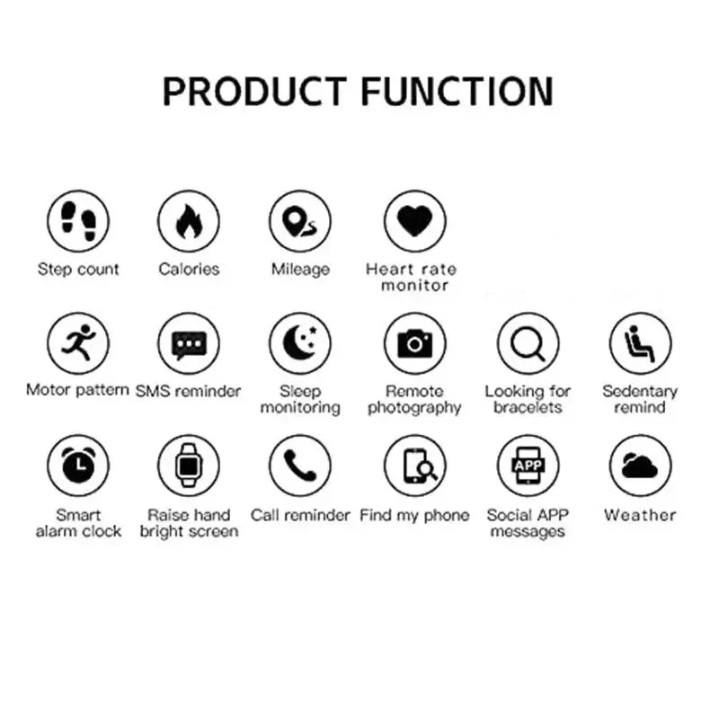 Smart Fitness Watch with Bluetooth - Music Control, Step Tracking, Weather & Message Alerts for Active Users